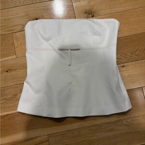 Zara White Strapless Top with Subtle Bow